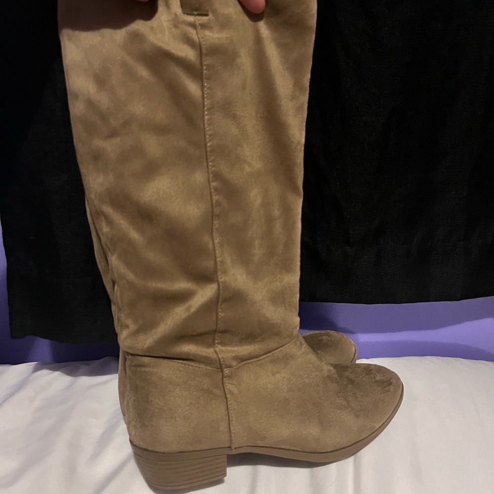 Lee Tan Over the Knee Suede Route 66 Boots